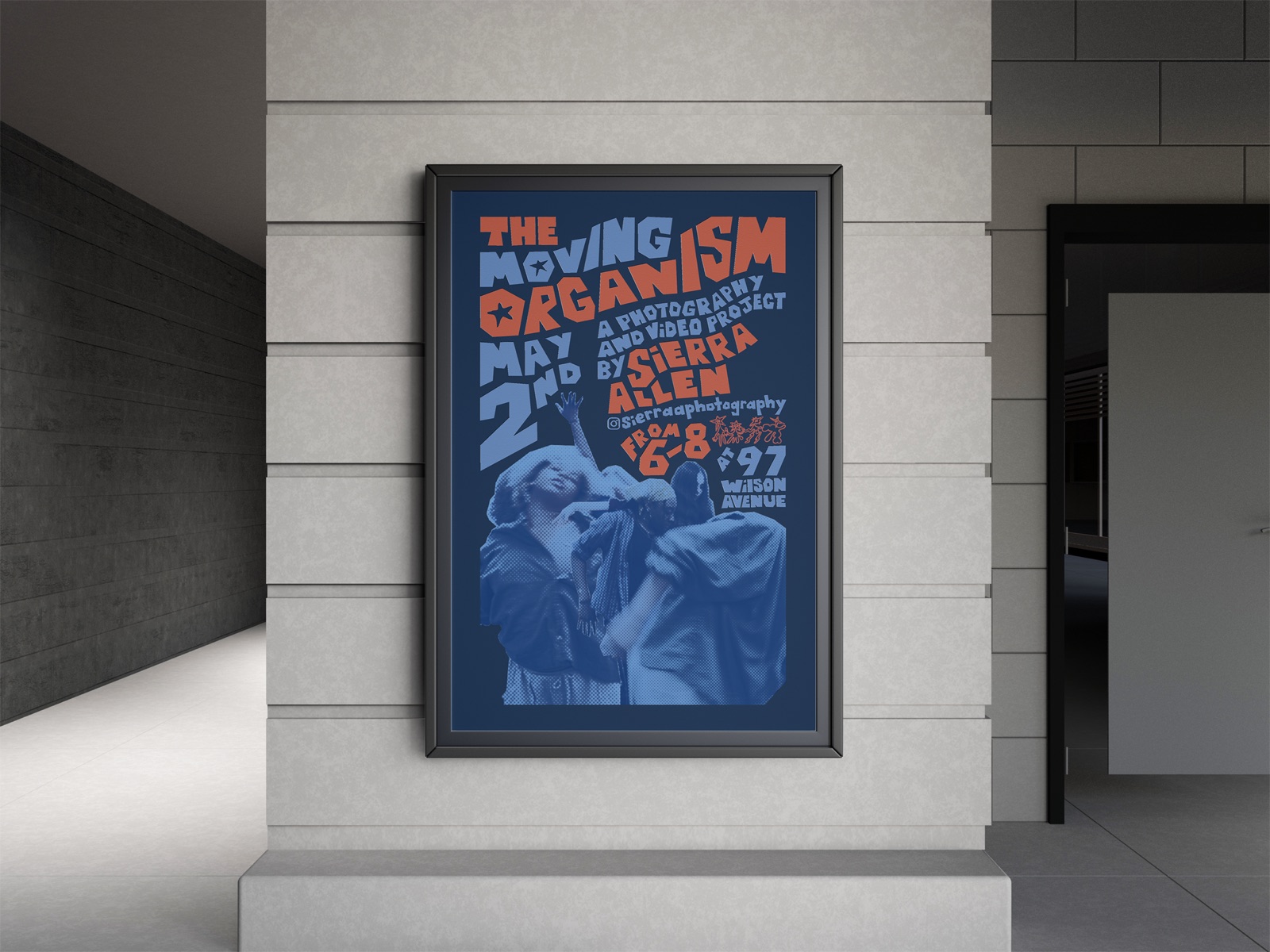 The Moving Organism poster mounted on a wall