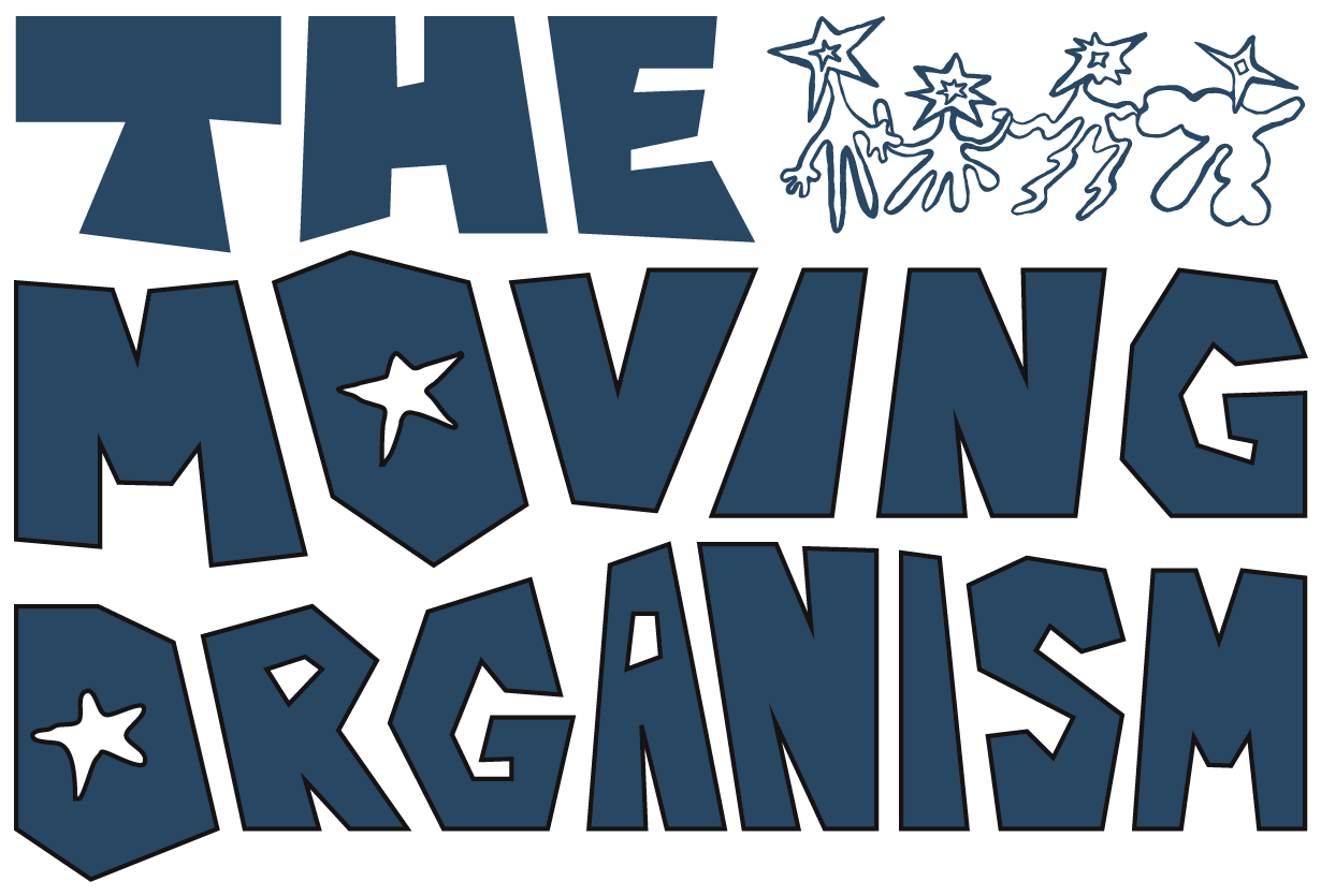 Wordmark with the dancing-figures doodle