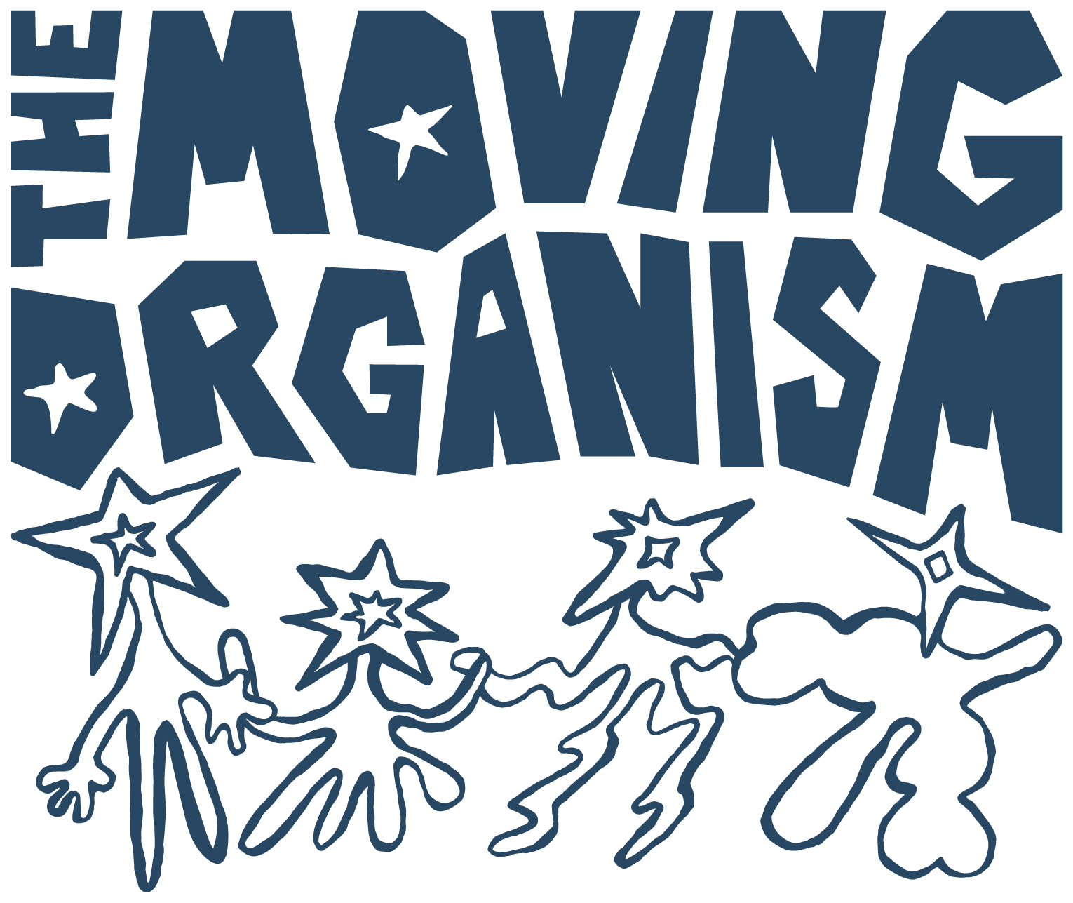 Wordmark above the dancing-figures doodle