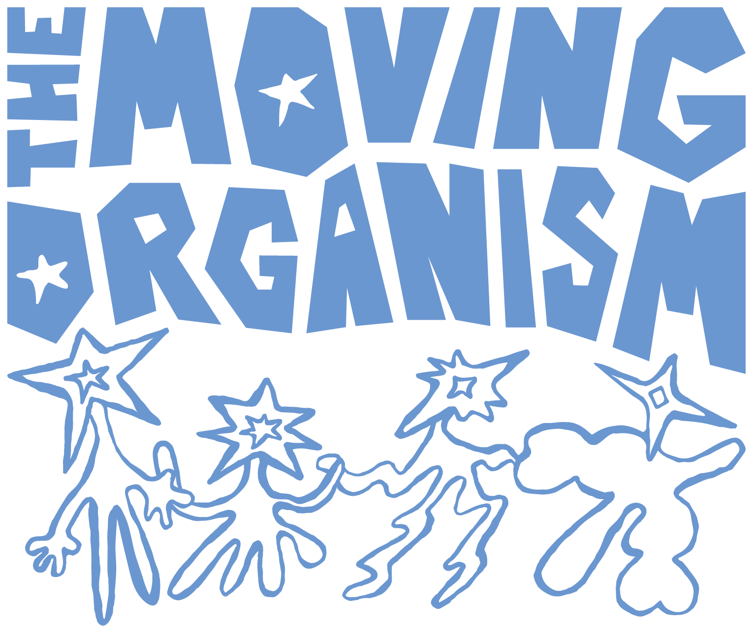 Wordmark above the dancing-figures doodle